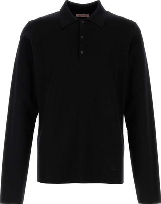 Valentino Garavani Mens Black Wool Polo Shirt - Size Large