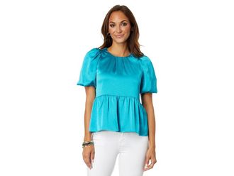 Lilly Pulitzer Blakelynn Elbow Sleeve Top Womens Clothing Blue Rhapsody : 00, Polyester