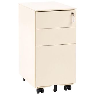 Beliani Armario De Oficina Moderno 3 Cajones Cerradura Con Llave Ruedas Metal Beige Claro Bolsena
