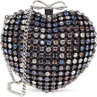 Self Portrait Multi Crystal Heart Clutch - Dames - Clutches - Zwart - ONE Size - Polyester - Tassen