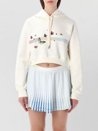Casablanca butterfly print cropped cotton hoodie top