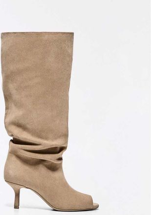 Bershka Stivaletti beige con tacchetti a spillo-Neutro