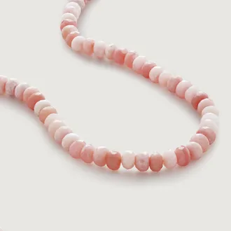 Monica Vinader Gold Love Gemstone Beaded Necklace Pink Opal