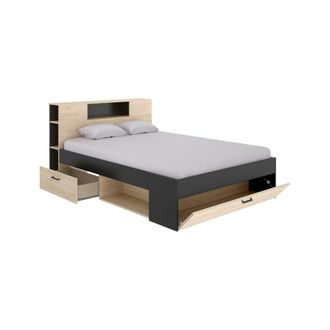 Dmora Dmora - Cama Doble Conching, Sommier Para Dormitorio, Estructura De Cama Por Habitaci&oacute;n, Estructura Del Sostenedor Del Colch&oacute;n, 150x219 H95 Cm, Antrac