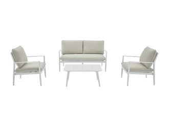 VENTE-UNIQUE.COM Conjunto de sal&oacute;n para jard&iacute;n metal blanco