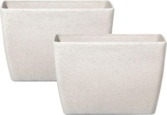 Beliani Conjunto De 2 Macetas Beige Claro 60 X 27 Cm Mezcla De Piedra Flores Baris