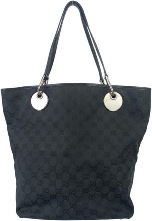 Gucci Gg Canvas Black Gg Canvas Tote Bag (Pre-Owned)