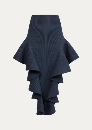Alaia Ruffle Pointed Sculpted Midi Skirt