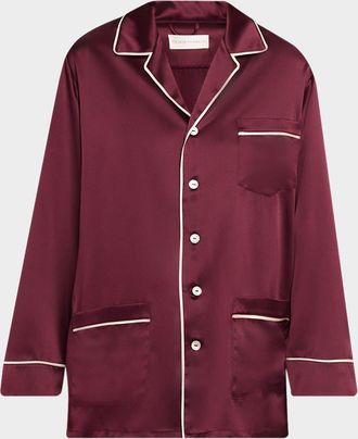 Olivia Von Halle Yves Long Silk Satin Pajama Set