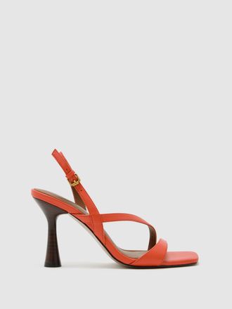 Reiss Coral Leather Cross-strap Heeled Sandals, X11