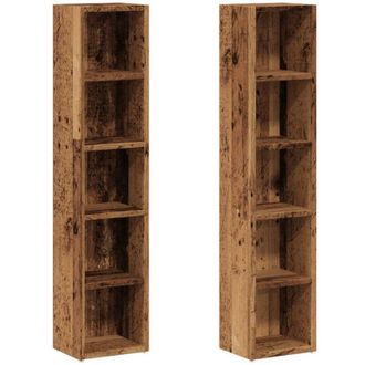vidaXL Estanter&iacute;as Para Cd 2 Uds Madera Envejecida 21x16x93,5 Cm Vidaxl
