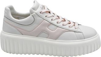 Hogan Ivory Pink Sneakers With Chunky Platform Sole