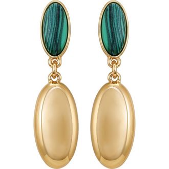Vince Camuto Oval Drop Earrings in Goldtone/Malachite at Nordstrom Rack