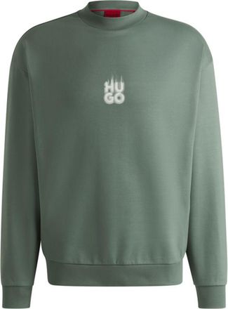 HUGO BOSS Cotton-terry sweatshirt with stacked smoke logo prints