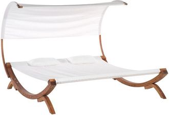 Beliani Beliani - Tumbona de jardín con asiento textil blanco con marco de madera asiento doble con doble Teramo