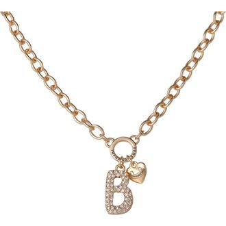 Juicy Couture Bubble Letter Necklace for Women with Clear Stones 18+2, Chunky Initial Necklace Gold-Tone in Letter B at Nordstrom