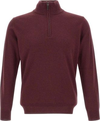 KANGRA Hoodies & sweatvesten, Heren, Rood, 3Xl, Wol, Trui met halve rits van scheerwol