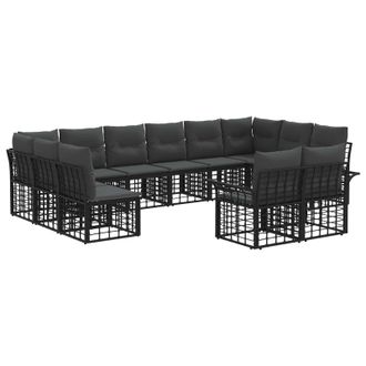 vidaXL Conjunto De Sof&aacute;s De Exterior 12 Pcs Negro Y Gris Oscuro Vidaxl