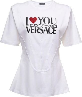 Versace White Logo Crew Neck T-Shirt