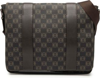 Loewe Tweedehands Anagram Gecoate Canvas Flap Crossbody