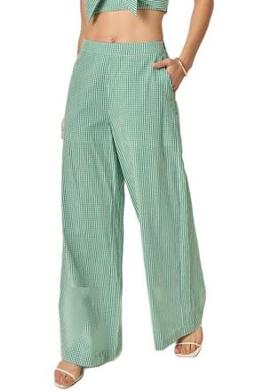 English Factory Check Wide Leg Pants in Kelly Green at Nordstrom, Size X-Small