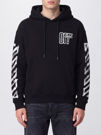 Off-white Cotton Hoodie with Arrow Logo and Kangaroo Pocket