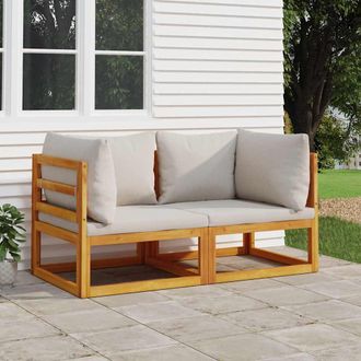 vidaXL Sof&aacute;s Modulares Esquina 2 Uds Madera Acacia Cojines Gris Claro Vidaxl