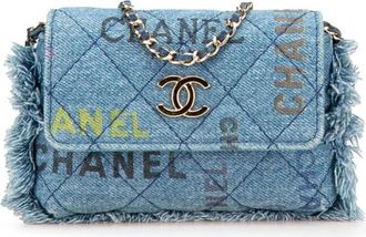 Chanel Pre-owned Mini Denim Mood Clutch met ketting - Dames - Vintage Schoudertas - Blauw - ONE Size - Denim - Vintage