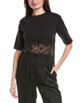Gracia Solid Bottom Lace T-Shirt