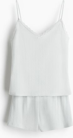 H&M Baumwollpyjama mit Pointellemuster - Turquoise