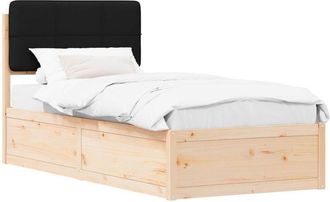 vidaXL Estructura De Cama Con Cabecera Tapizada Negro 75 X 190 Cm Vidaxl