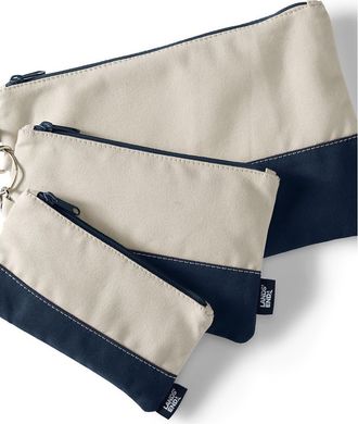Lands End Zip Canvas Pouch 3 Pack in Natural/radiant Navy at Nordstrom