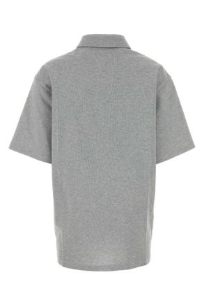 Miu Miu Womens Grey Cotton Blend Oversize Polo Shirt Marmo Exterior: Polyester