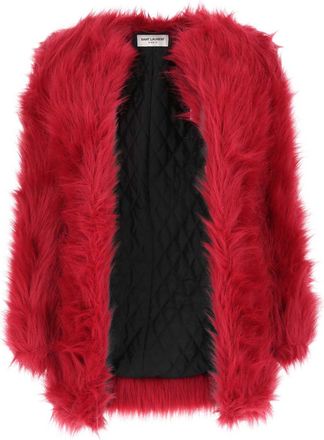 Saint Laurent Red Eco Fur Coat