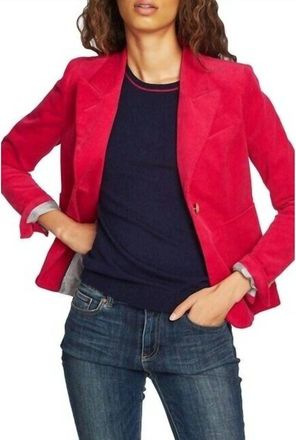 Court & Rowe Corduroy Gold Buttons Crop Blazer In Pink