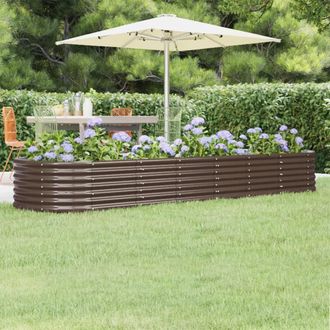 vidaXL Vidaxl - Jardinera Arriate Acero Galvanizado Marr&oacute;n 296x80x36 Cm