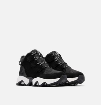 Sorel Womens Kinetic Impact Caribou Plus Waterproof Sneaker Boots In Black/ Sea Salt