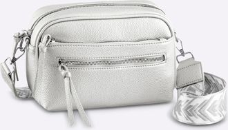 Heine Umh&auml;ngetasche HEINE, Damen, Gr. B/H/T: 26cm x 18cm x 9cm, silberfarben, Baumwollmischung, Metall, Viskosemischung, unifarben, Taschen Umh&auml;ngetasche