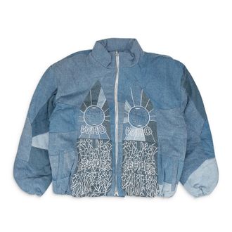 Who Decides War by Ev Bravado BLUE EMBROIDERED BOMBER