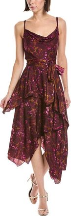 Marchesa Sleeveless Handkerchief Midi Dress