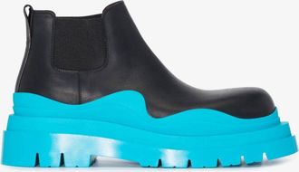 Bottega Veneta Tire Leather Chelsea Boots - Mens - Leather/Rubber/Fabric