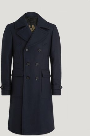 Belstaff Milford Coat Mens Wool Cashmere Blend Ink Blue Size UK 34