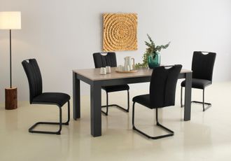 HOME AFFAIRE Essgruppe »Napoli« Set, 4 Freischwinger + 1 Esstisch, 5 Stk. tlg. 5-teilige Tischgruppe mit modernem Freischwinger Stuhl und Esstisch