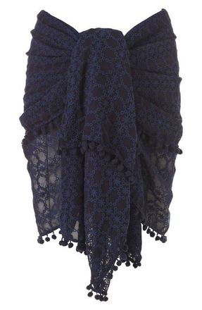 Melissa Odabash Embroidered Pareo in Navy at Nordstrom