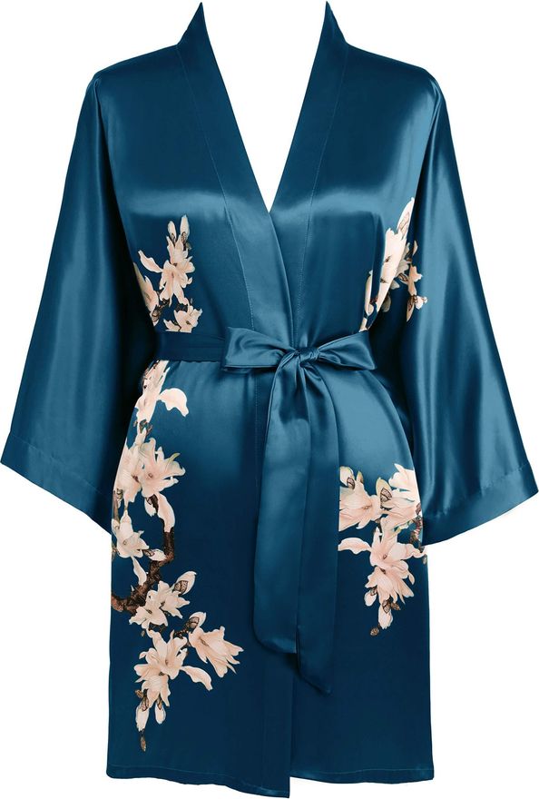 Babeyond Satin Kimono Dressing Gown Short Floral Printed Kimono Robe Long Knee  Length Kimono Dress Cover Up for Women Wedding Pyjamas Party (DarkGreen)  from 24.89 - on Stylight