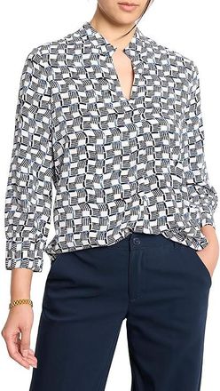 Nic+Zoe Basket Weave Ecovero Shirt Womens Clothing Indigo : LG (US 12-14), Viscose