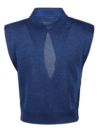 Circus Hotel Lurex Viscose Blend Tank Top - Blue