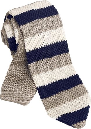 Alizeal Mens Vintage Multi-colored Casual Knitted Neckties, Khaki+Beige+Navy