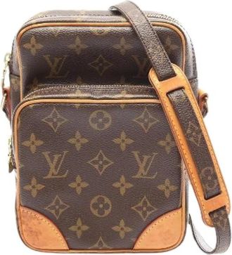 Louis Vuitton Pre-owned Amazon Monogram Coated Canvas Shoulder Bag - Dames - Vintage Schoudertas - Bruin - ONE Size - Leer - Vintage