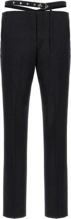 The Attico Broek met Riemdetail - Dames - Straight fit broeken - Zwart - XS - Wol - Broeken
